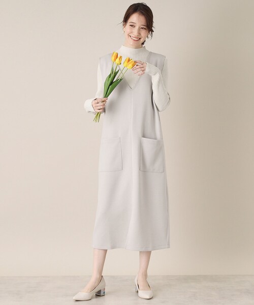 ITS'DEMO（イッツデモ）の「【手洗い可】ダンボールジャージージャンスカ（ワンピース・レディース・ネイビー/ライトベージュ/ライトグレー・00）」の18枚目の写真