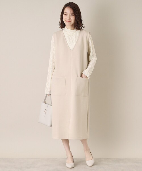 ITS'DEMO（イッツデモ）の「【手洗い可】ダンボールジャージージャンスカ（ワンピース・レディース・ネイビー/ライトベージュ/ライトグレー・00）」の21枚目の写真