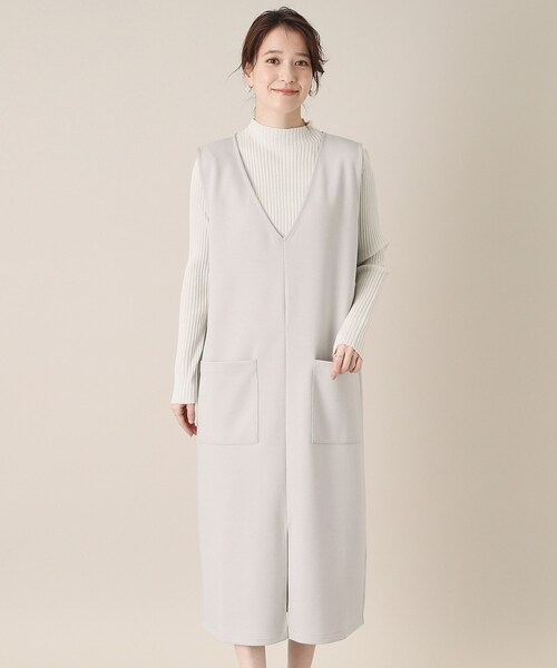 ITS'DEMO（イッツデモ）の「【手洗い可】ダンボールジャージージャンスカ（ワンピース・レディース・ネイビー/ライトベージュ/ライトグレー・00）」の7枚目の写真