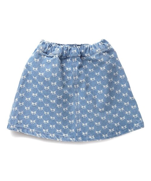 DRC branshes(ディーアールシーブランシェス)の「【WEB限定/DRC】リボン総柄デニムスカート(スカート・キッズ・ネイビー/ブルー・100/110/120/130/150/140)」の3枚目の写真