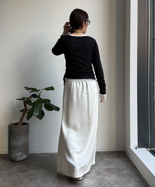 DouDou（ドゥドゥ）の「チュールTEE/テレコTEEセット（Tシャツ/カットソー・レディース・ライトグレー/オフホワイト/ブラック・FREE）」の9枚目の写真