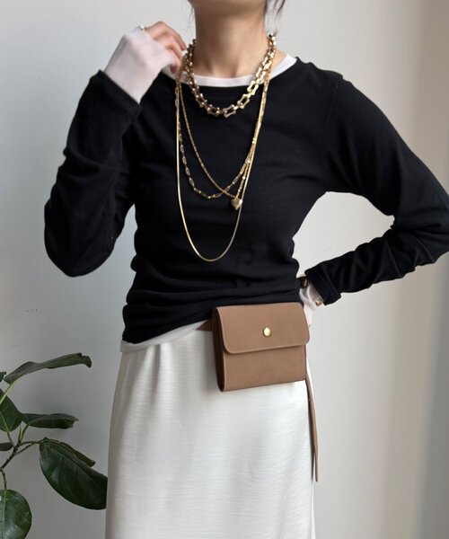 DouDou（ドゥドゥ）の「チュールTEE/テレコTEEセット（Tシャツ/カットソー・レディース・ライトグレー/オフホワイト/ブラック・FREE）」の11枚目の写真