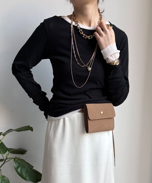 DouDou（ドゥドゥ）の「チュールTEE/テレコTEEセット（Tシャツ/カットソー・レディース・ライトグレー/オフホワイト/ブラック・FREE）」の12枚目の写真