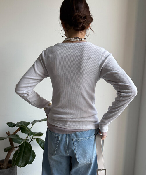 DouDou（ドゥドゥ）の「チュールTEE/テレコTEEセット（Tシャツ/カットソー・レディース・ライトグレー/オフホワイト/ブラック・FREE）」の17枚目の写真