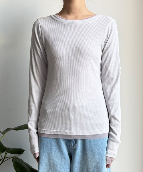 DouDou（ドゥドゥ）の「チュールTEE/テレコTEEセット（Tシャツ/カットソー・レディース・ライトグレー/オフホワイト/ブラック・FREE）」の21枚目の写真