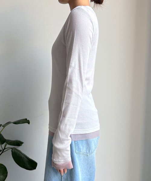 DouDou（ドゥドゥ）の「チュールTEE/テレコTEEセット（Tシャツ/カットソー・レディース・ライトグレー/オフホワイト/ブラック・FREE）」の22枚目の写真