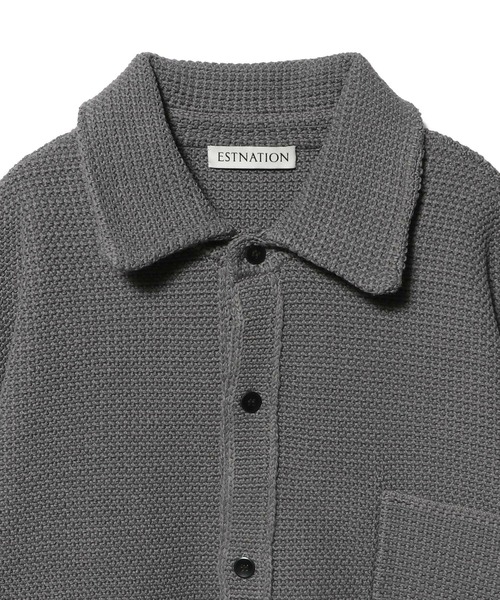 ESTNATION(エストネーション)の「ESTNATION / NEW ツイード ニットシャツ(ニット/セーター・メンズ・オフホワイト/グレー・MEDIUM/LARGE)」の4枚目の写真