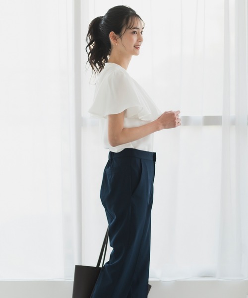 CELEN(セレン)の「【洗える/防シワ加工/UV加工/花粉防止】ケープフレアブラウス 半袖(シャツ/ブラウス・レディース・ホワイト/ブルー/ブラック・L/M/S)」の22枚目の写真