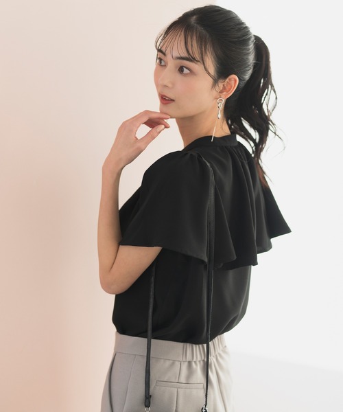CELEN(セレン)の「【洗える/防シワ加工/UV加工/花粉防止】ケープフレアブラウス 半袖(シャツ/ブラウス・レディース・ホワイト/ブルー/ブラック・L/M/S)」の17枚目の写真