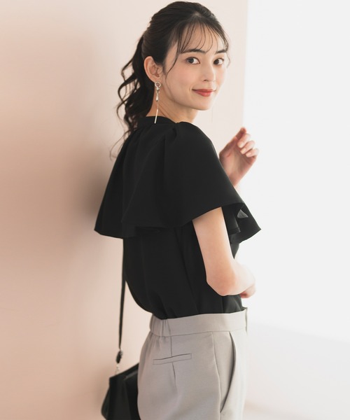 CELEN(セレン)の「【洗える/防シワ加工/UV加工/花粉防止】ケープフレアブラウス 半袖(シャツ/ブラウス・レディース・ホワイト/ブルー/ブラック・L/M/S)」の20枚目の写真