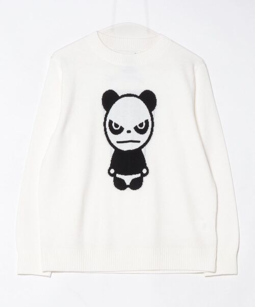 HIPANDA(ハイパンダ)の「(HIPANDA ハイパンダ) 男女兼用 HIIPANDA ベーシック ロゴ ニット(ニット/セーター・メンズ・ブラック/ホワイト・MEDIUM/XX-LARGE/X-LARGE/LARGE/SMALL)」の2枚目の写真
