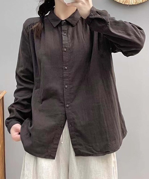 aimoha(アイモハ)の「コットンオーバーシャツ(シャツ/ブラウス・レディース・バーガンディー/ダークグレー/スモークピンク/ピンク/グリーン/ホワイト系その他/ホワイト/パープル・LARGE/MEDIUM)」の4枚目の写真