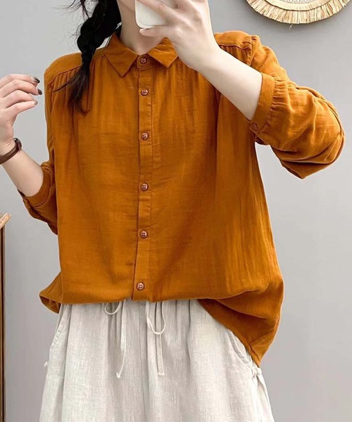aimoha(アイモハ)の「コットンオーバーシャツ(シャツ/ブラウス・レディース・バーガンディー/ダークグレー/スモークピンク/ピンク/グリーン/ホワイト系その他/ホワイト/パープル・LARGE/MEDIUM)」の22枚目の写真
