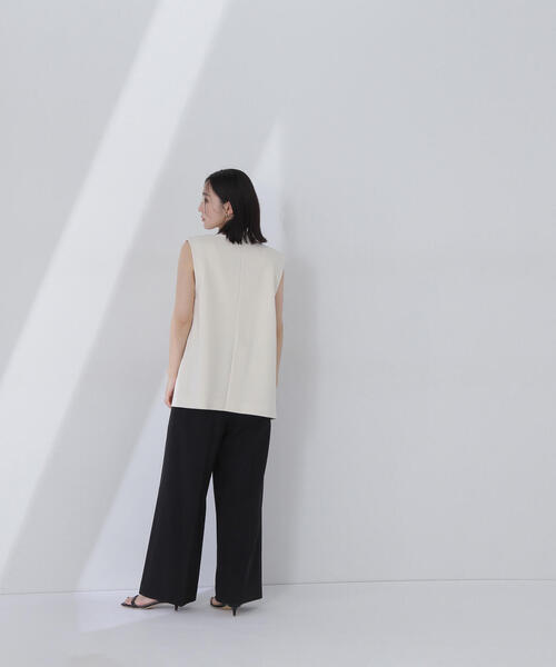 NATURAL BEAUTY BASIC(ナチュラルビューティーベーシック)の「◇ノーカラーミニマルジレ(その他アウター・レディース・ダークブラウン/オフホワイト・FREE)」の6枚目の写真