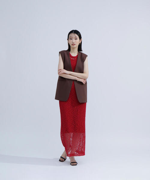 NATURAL BEAUTY BASIC(ナチュラルビューティーベーシック)の「◇ノーカラーミニマルジレ(その他アウター・レディース・ダークブラウン/オフホワイト・FREE)」の19枚目の写真