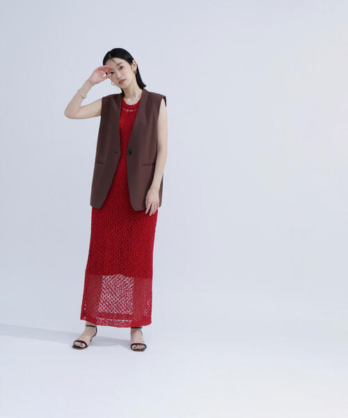 NATURAL BEAUTY BASIC(ナチュラルビューティーベーシック)の「◇ノーカラーミニマルジレ(その他アウター・レディース・ダークブラウン/オフホワイト・FREE)」の21枚目の写真