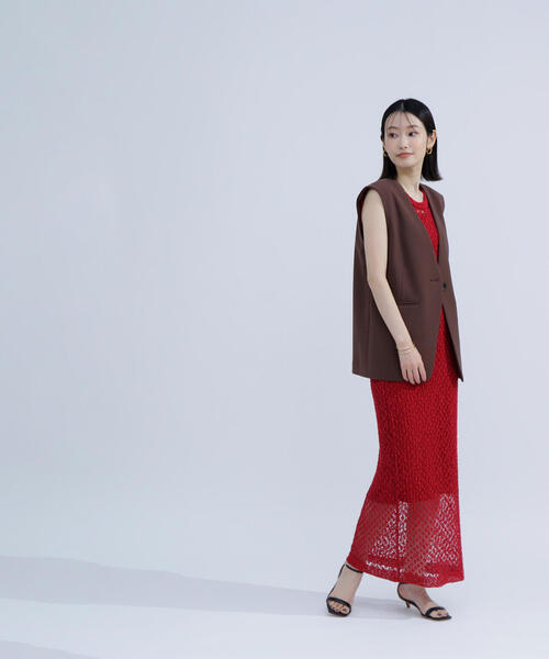 NATURAL BEAUTY BASIC(ナチュラルビューティーベーシック)の「◇ノーカラーミニマルジレ(その他アウター・レディース・ダークブラウン/オフホワイト・FREE)」の22枚目の写真