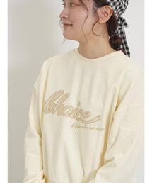 Samansa Mos2 | リボン&ロゴチュールアップリケ刺繍スウェット(Tシャツ/カットソー)