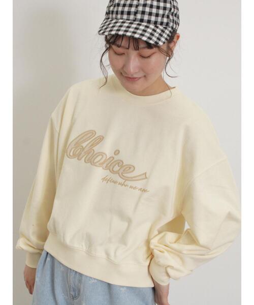 Samansa Mos2（サマンサ モスモス）の「リボン&ロゴチュールアップリケ刺繍スウェット（Tシャツ/カットソー・レディース・ブラック/グレー/ピンク/ブルー/オフホワイト・F）」の9枚目の写真