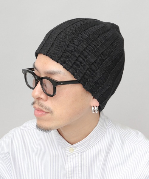 A.M.S.（エーエムエス）の「リブ編み シングルワッチ ビーニー（ニットキャップ/ビーニー・レディース・ブラック/グレー・FREE）」の5枚目の写真