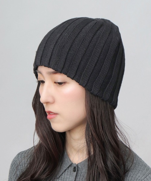A.M.S.（エーエムエス）の「リブ編み シングルワッチ ビーニー（ニットキャップ/ビーニー・レディース・ブラック/グレー・FREE）」の6枚目の写真