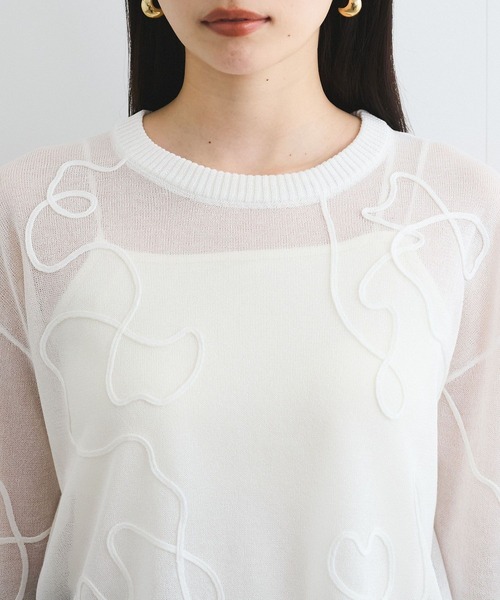 VIS(ビス)の「コード刺繍シアーニット(ニット/セーター・レディース・ホワイト/ピンク/チャコールグレー・FREE)」の14枚目の写真