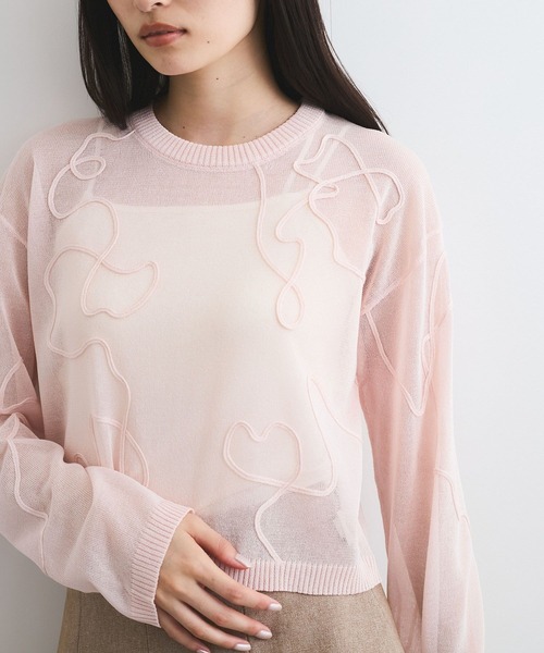 VIS(ビス)の「コード刺繍シアーニット(ニット/セーター・レディース・ホワイト/ピンク/チャコールグレー・FREE)」の18枚目の写真