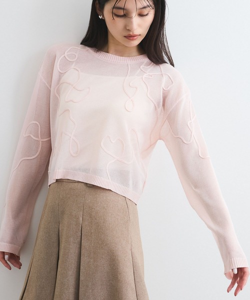 VIS(ビス)の「コード刺繍シアーニット(ニット/セーター・レディース・ホワイト/ピンク/チャコールグレー・FREE)」の21枚目の写真