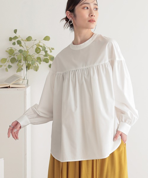 【極美品】ALAIA シャツ ブラウス アイボリー ギャザー オーバーサイズ ブラウス シャツ a.n.l 前開きギャザーブラウス レディース