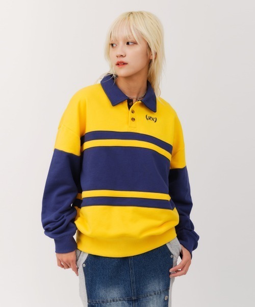 トレーナー スウェット atmos pink Line Polo Sweatshirt / アトモス ピンク ライン ポロ スウェットシャツ レディー セール】atmos pink Line Polo Sweatshirt / アトモス ピンク