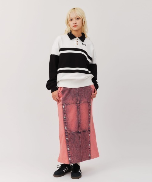 atmos pink(アトモスピンク)の「atmos pink Line Polo Sweatshirt / アトモス ピンク ライン ポロ スウェットシャツ(スウェット・レディース・イエロー/ピンク/ホワイト・FREE)」の15枚目の写真