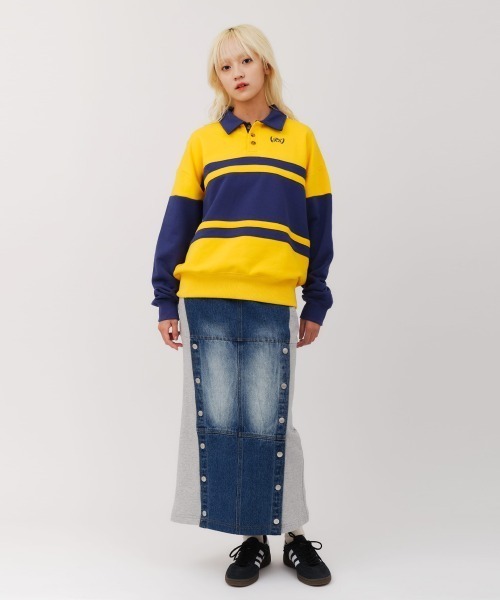 トレーナー スウェット atmos pink Line Polo Sweatshirt / アトモス ピンク ライン ポロ スウェットシャツ レディー セール】atmos pink Line Polo Sweatshirt / アトモス ピンク