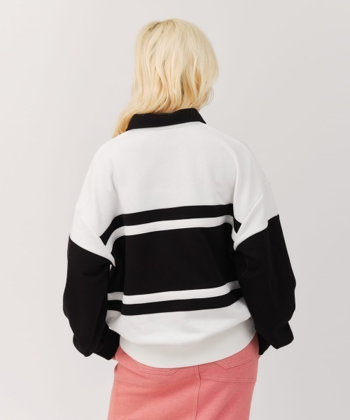 atmos pink(アトモスピンク)の「atmos pink Line Polo Sweatshirt / アトモス ピンク ライン ポロ スウェットシャツ(スウェット・レディース・イエロー/ピンク/ホワイト・FREE)」の13枚目の写真