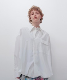 STUMBLY グラデーションシャツ　ホワイト　スタンブリー　ブラウス　プリーツ STUMBLY グラデーションシャツ ホワイト スタンブリー ブラウス プリーツ