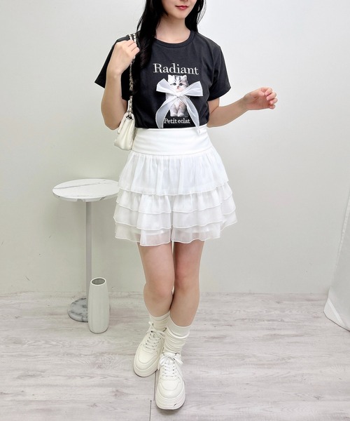 INGNI（イング）の「装飾リボン付ねこTシャツ（Tシャツ/カットソー・レディース・ライトピンク/オフホワイト/チャコールグレー・M）」の16枚目の写真