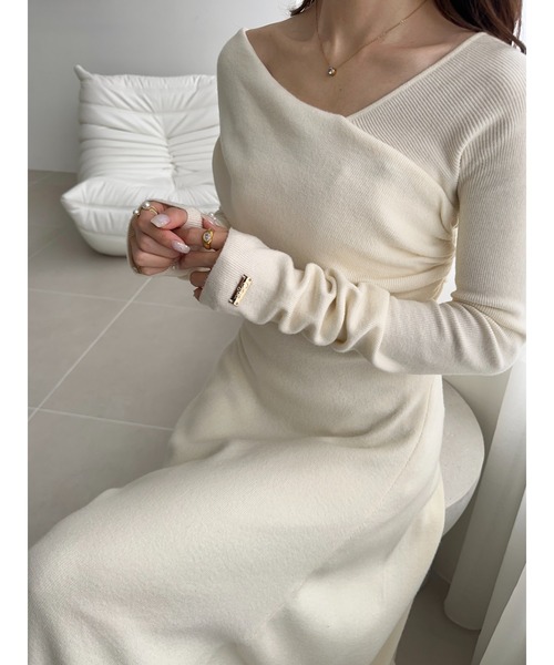 新品【Ogue. 】ワンショルダー デコルテニット ロングワンピース 白 Ogue. ワンピース 「 」 one shoulder dcollet knit op （ワン