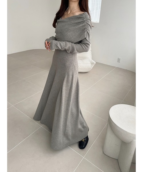 セール】[ Ogue. ] one shoulder dcollet knit op （ワンショルダー