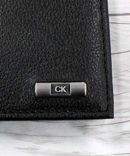 セール】CK ロゴプレート 2つ折りウォレット レザー財布 RFiD