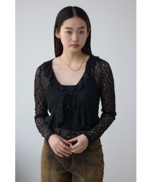 AZUL by moussy（アズールバイマウジー）の「レースフリルカーディガン（カーディガン/ボレロ・レディース・アイボリー/ブラック/ブルー・FREE）」の22枚目の写真
