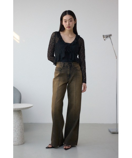 AZUL by moussy（アズールバイマウジー）の「レースフリルカーディガン（カーディガン/ボレロ・レディース・アイボリー/ブラック/ブルー・FREE）」の21枚目の写真