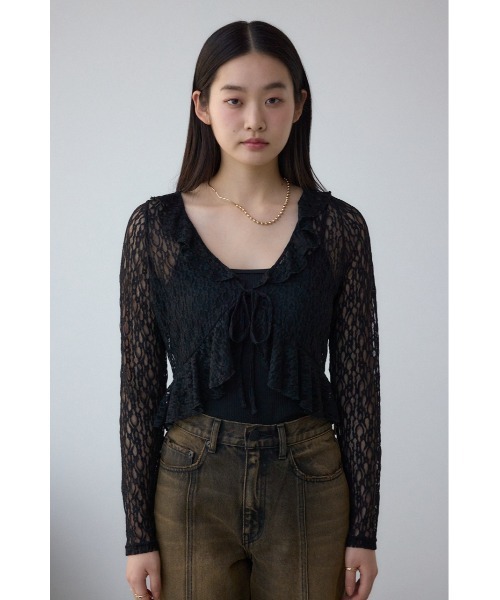 AZUL by moussy（アズールバイマウジー）の「レースフリルカーディガン（カーディガン/ボレロ・レディース・アイボリー/ブラック/ブルー・FREE）」の20枚目の写真