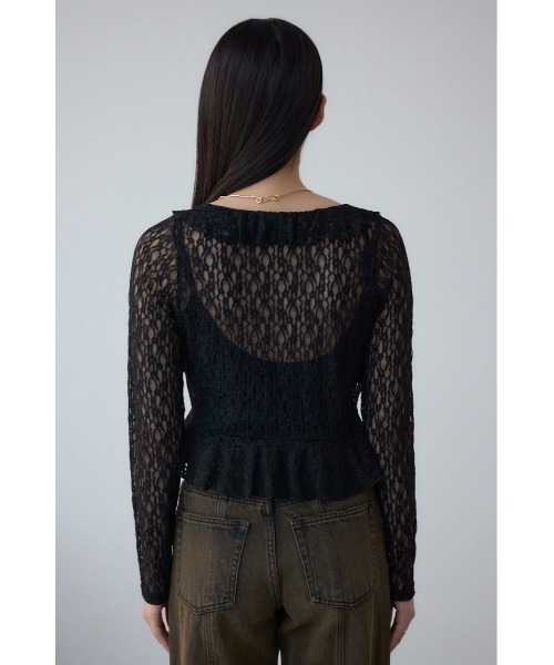 AZUL by moussy（アズールバイマウジー）の「レースフリルカーディガン（カーディガン/ボレロ・レディース・アイボリー/ブラック/ブルー・FREE）」の18枚目の写真