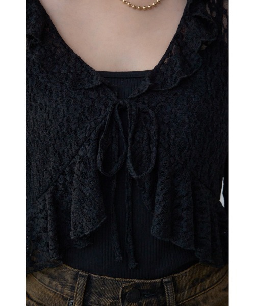 AZUL by moussy（アズールバイマウジー）の「レースフリルカーディガン（カーディガン/ボレロ・レディース・アイボリー/ブラック/ブルー・FREE）」の17枚目の写真
