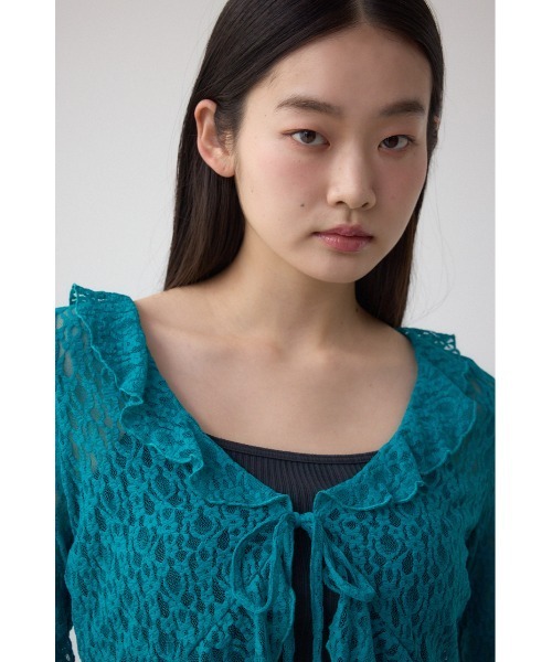 AZUL by moussy（アズールバイマウジー）の「レースフリルカーディガン（カーディガン/ボレロ・レディース・アイボリー/ブラック/ブルー・FREE）」の13枚目の写真