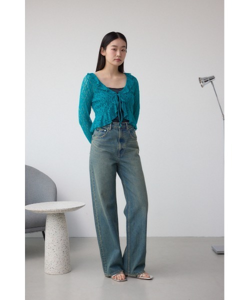 AZUL by moussy（アズールバイマウジー）の「レースフリルカーディガン（カーディガン/ボレロ・レディース・アイボリー/ブラック/ブルー・FREE）」の11枚目の写真