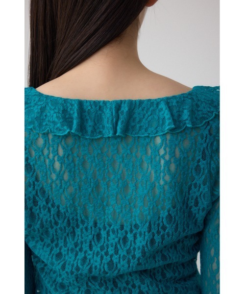 AZUL by moussy（アズールバイマウジー）の「レースフリルカーディガン（カーディガン/ボレロ・レディース・アイボリー/ブラック/ブルー・FREE）」の6枚目の写真