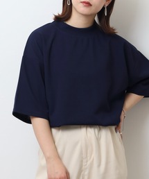吸水速乾 UVカット ストレッチ ワイドシルエット 梨地 カットジョーゼット デザイン モックネック TEE