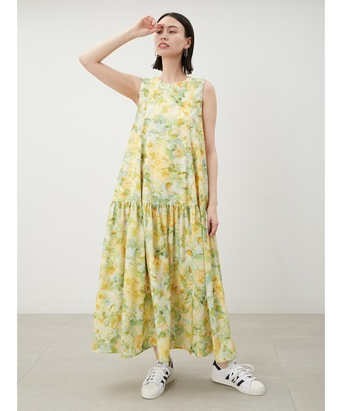 ○専用○新品同様ミラオーウェンフラワーワンピース セール】バックデザインフラワーマキシワンピース（ワンピース