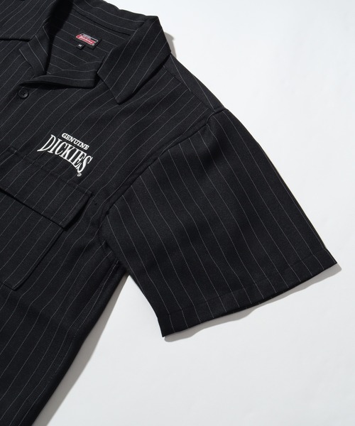 Dickies（ディッキーズ）の「【GENUINE DICKIES/ジェニュインディッキーズ】 刺繍ロゴ ストライプデザイン 半袖オープンカラーシャツ（シャツ/ブラウス・メンズ・ブラック/ブルー・M/L/XL）」の9枚目の写真
