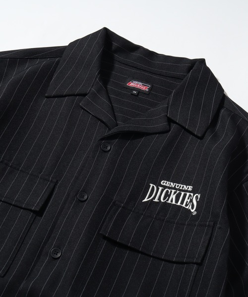 Dickies（ディッキーズ）の「【GENUINE DICKIES/ジェニュインディッキーズ】 刺繍ロゴ ストライプデザイン 半袖オープンカラーシャツ（シャツ/ブラウス・メンズ・ブラック/ブルー・M/L/XL）」の8枚目の写真